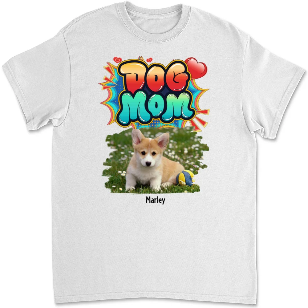 Sweet Dog Mom Photo - Personalized Custom Unisex T-Shirt - Image 5