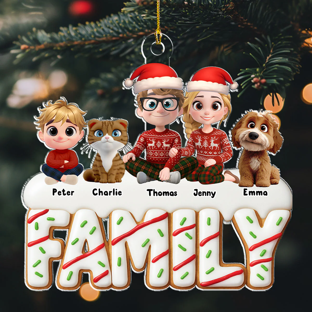 Sweetest Christmas As A Family - Personalized Custom Acrylic Ornament - Image 3
