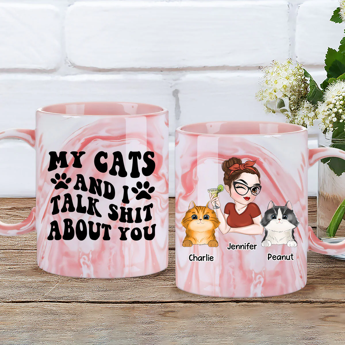 Talk Shit About Human - Personalized Custom Pink Marble Mug - Image 5