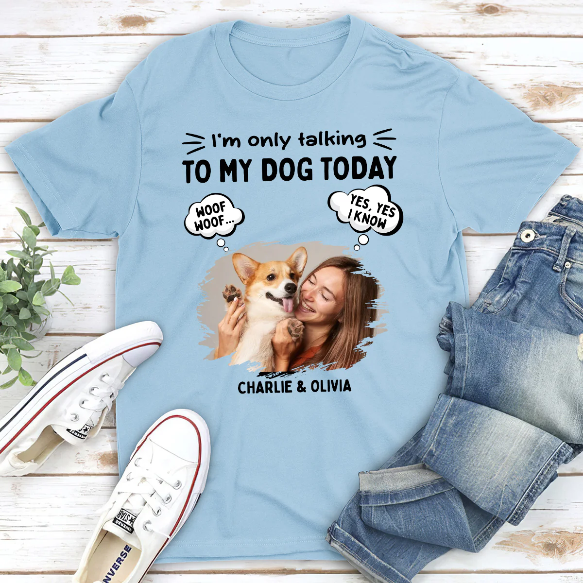 Talk To My Baby Photo Ver Dog - Personalized Custom Unisex T-Shirt
