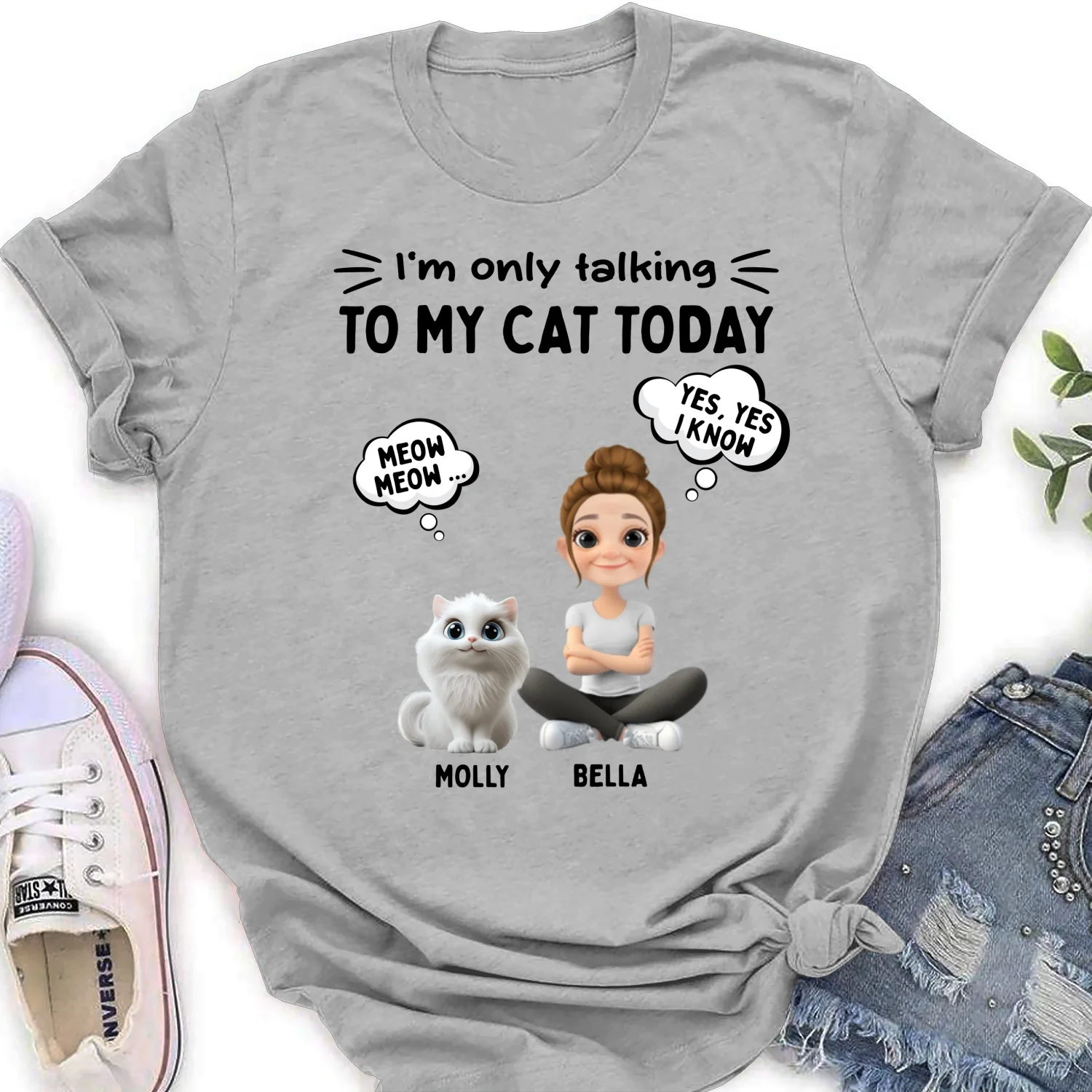 Talk To My Cat - Personalized Custom Women's T-Shirt - Image 6