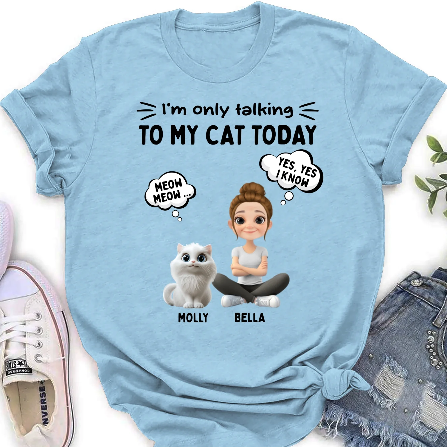 Talk To My Cat - Personalized Custom Women's T-Shirt - Image 8