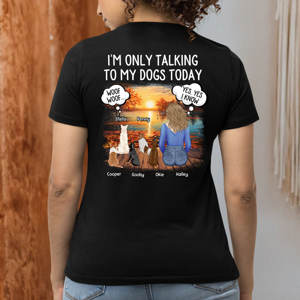 Talking To Dog Cat - Personalized Custom Women's T-shirt - Image 2