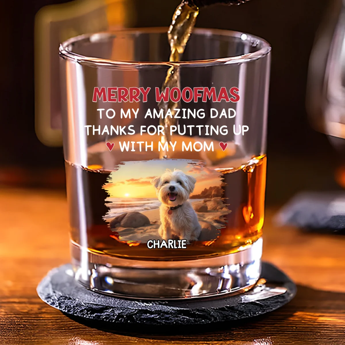 Thank You Dad Photo - Personalized Custom Whiskey Glass - Image 4