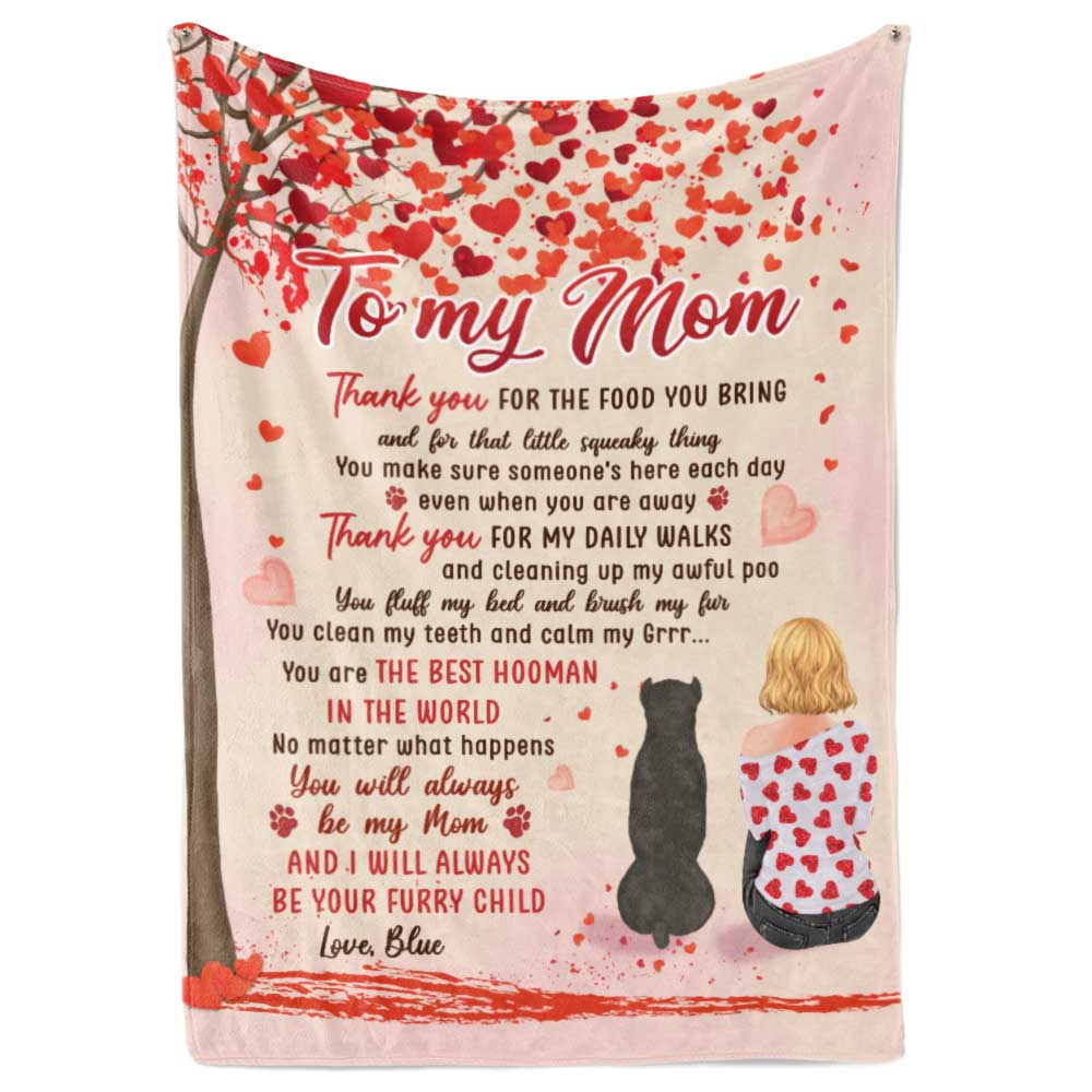 Thank You Dog Mom - Personalized Custom Fleece Blanket