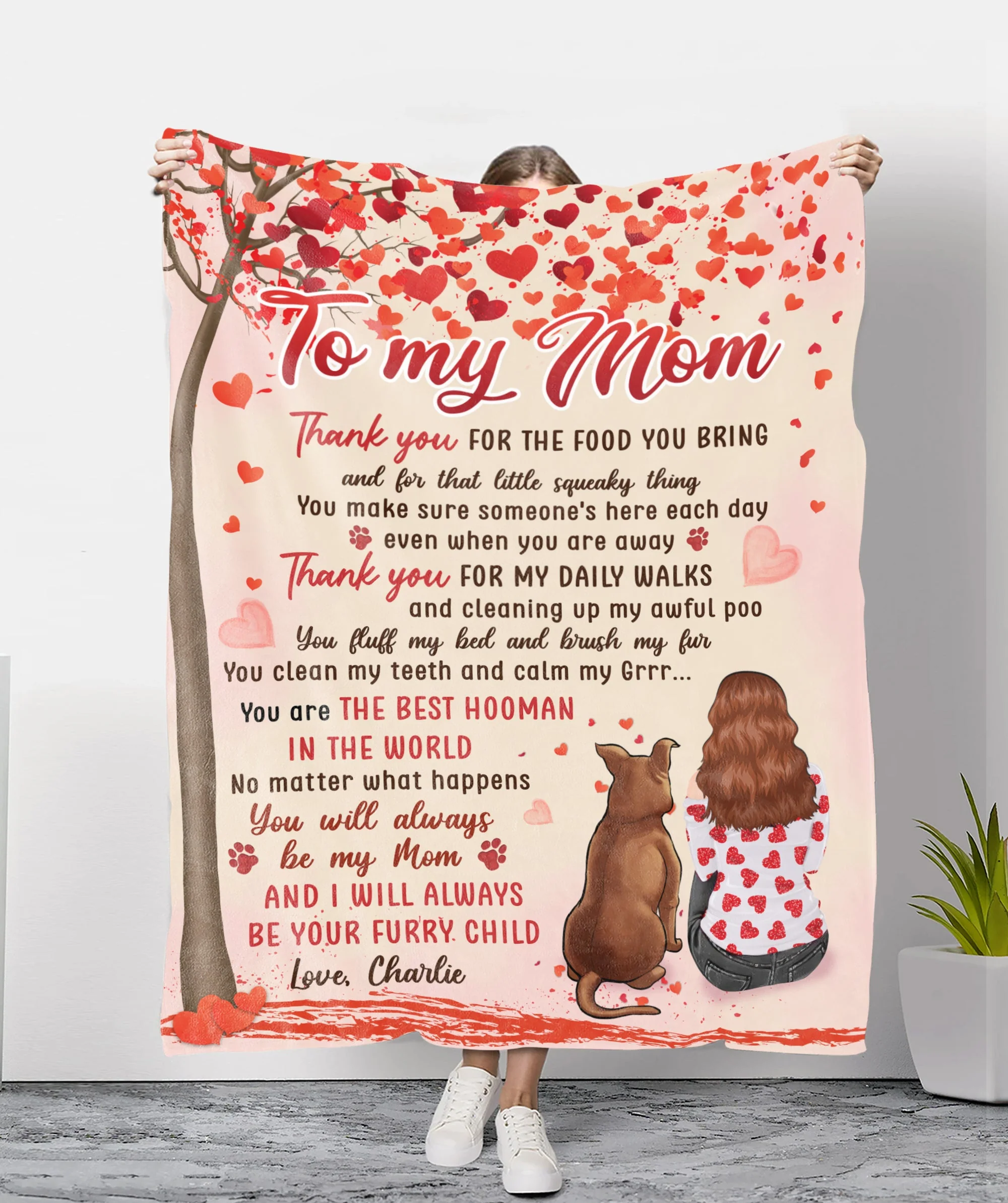 Thank You Dog Mom - Personalized Custom Fleece Blanket - Image 2