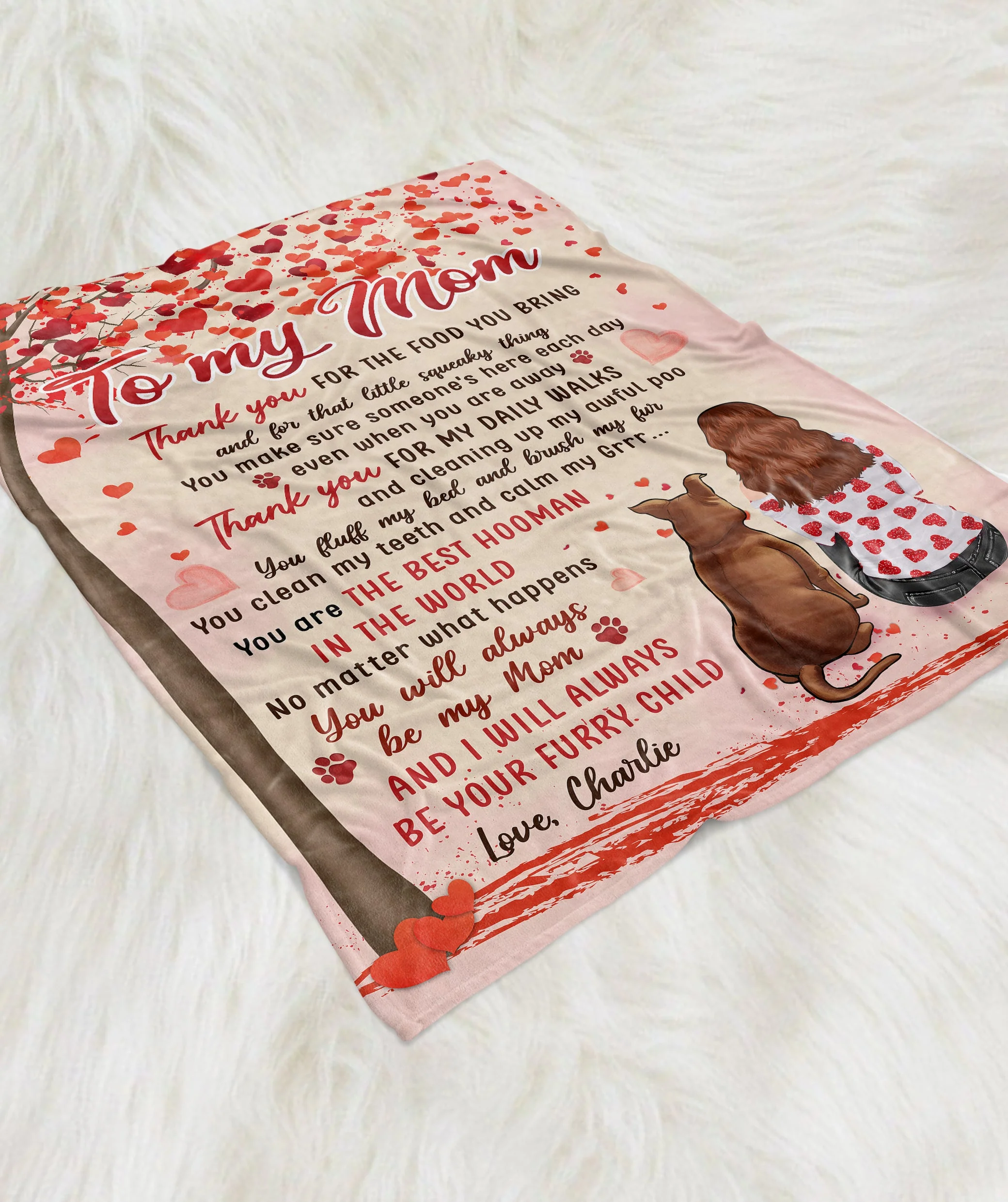 Thank You Dog Mom - Personalized Custom Fleece Blanket - Image 3