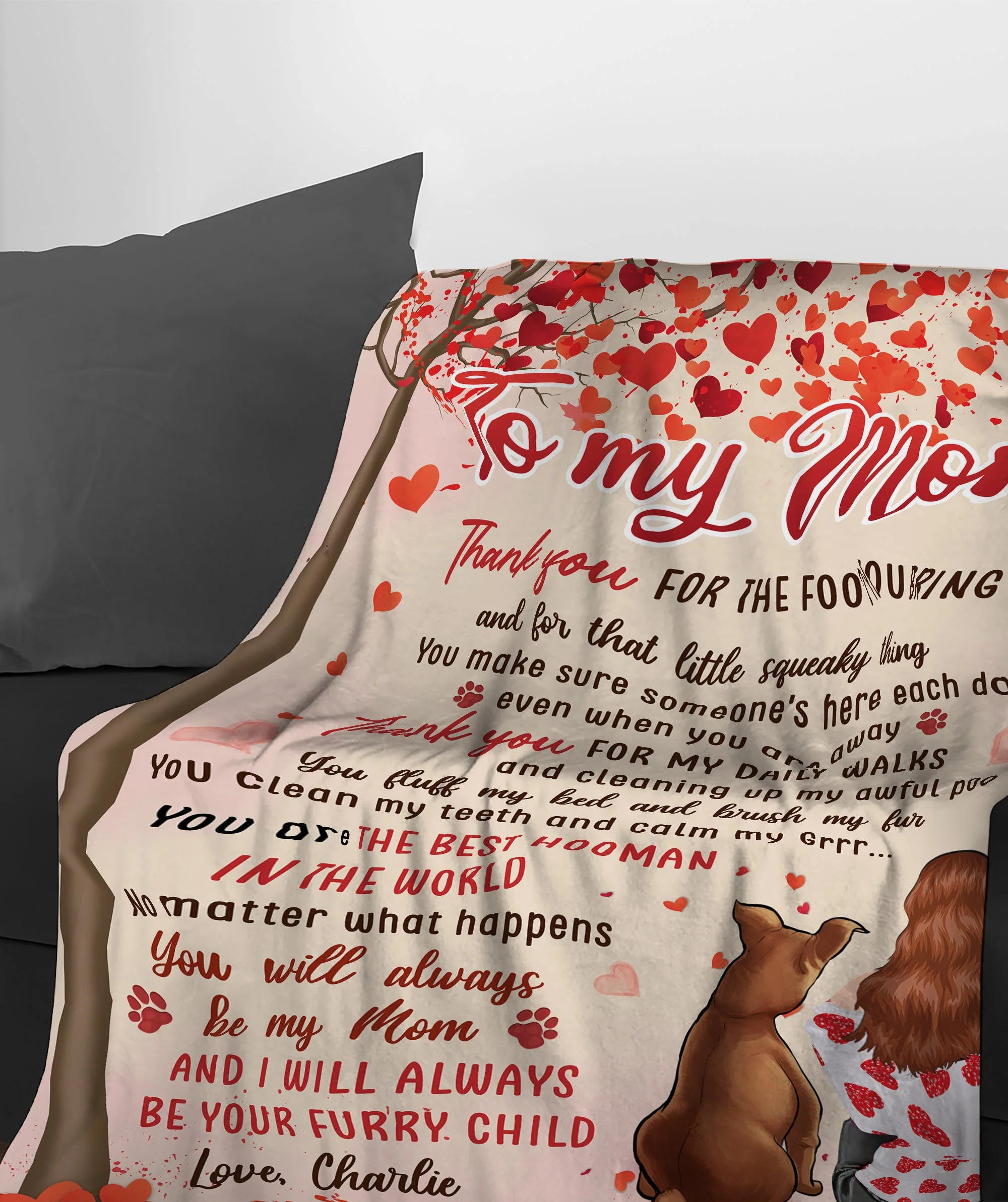 Thank You Dog Mom - Personalized Custom Fleece Blanket - Image 4