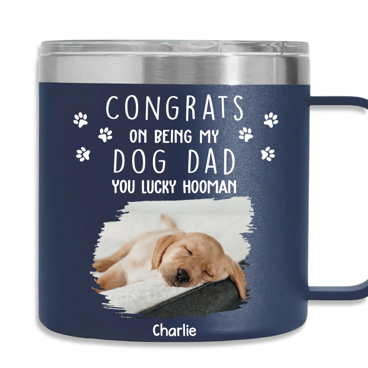 Thank You For Putting Up Photo - Personalized Custom 14oz Stainless Steel Tumbler With Handle