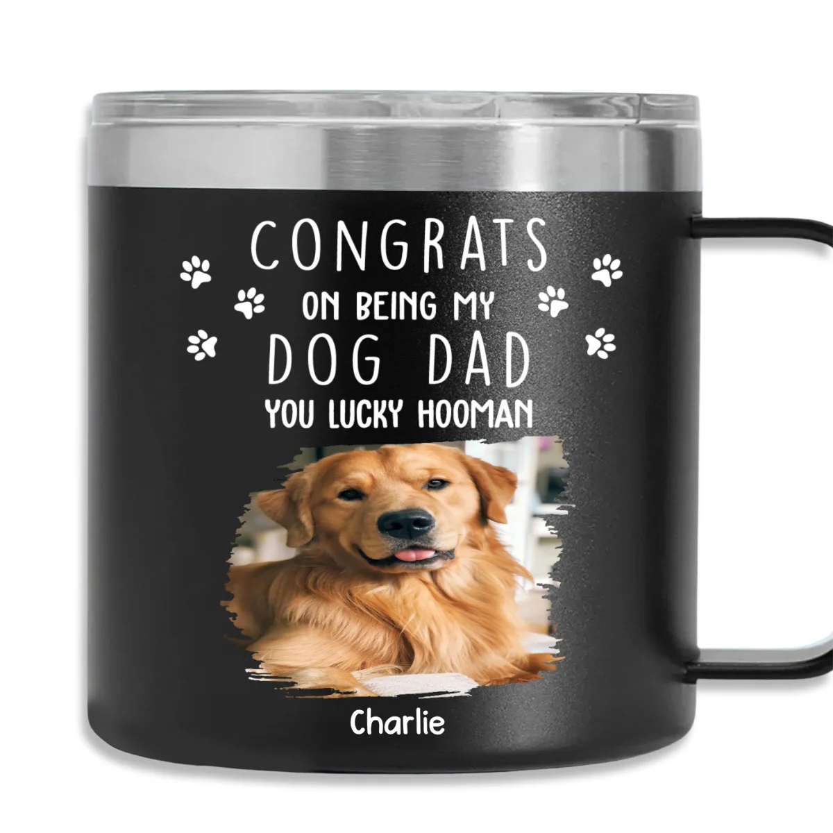 Thank You For Putting Up Photo - Personalized Custom 14oz Stainless Steel Tumbler With Handle - Image 3