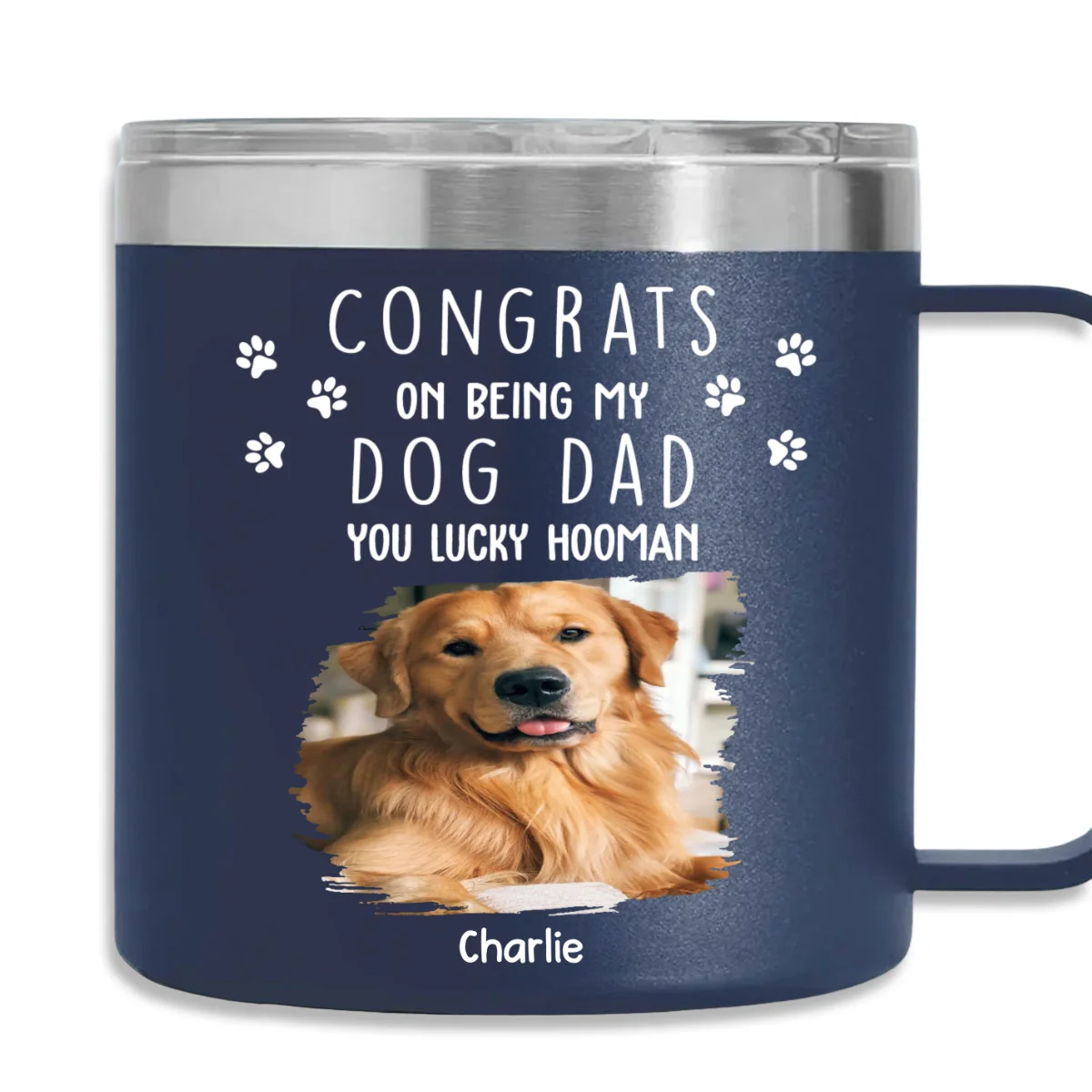 Thank You For Putting Up Photo - Personalized Custom 14oz Stainless Steel Tumbler With Handle - Image 4