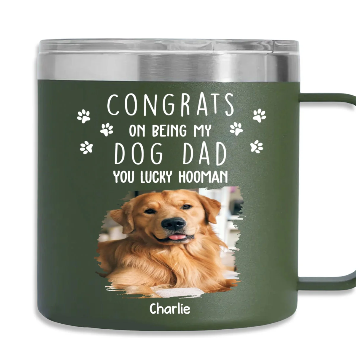 Thank You For Putting Up Photo - Personalized Custom 14oz Stainless Steel Tumbler With Handle - Image 5