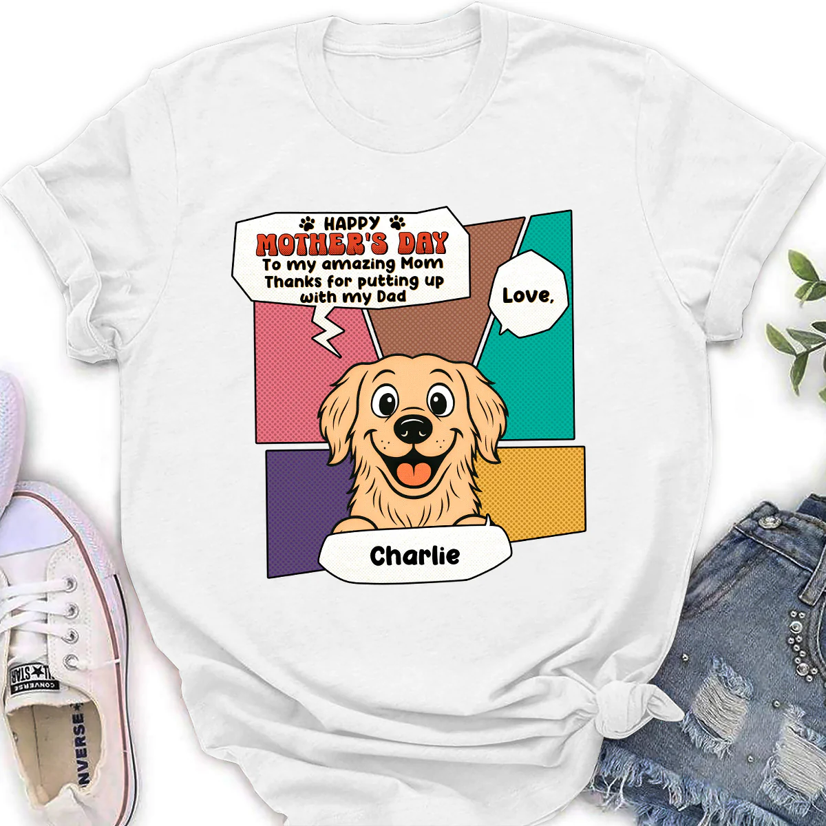 Thank You Mom Mum Retro - Personalized Custom Women's T-Shirt - Image 2