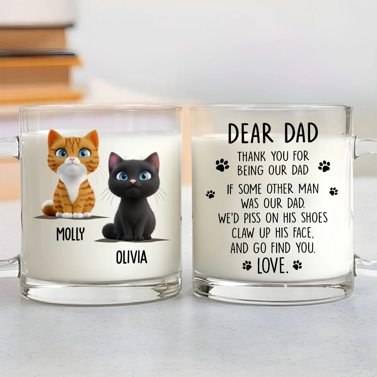 Thanks Dad - Personalized Custom Glass Mug - Image 3