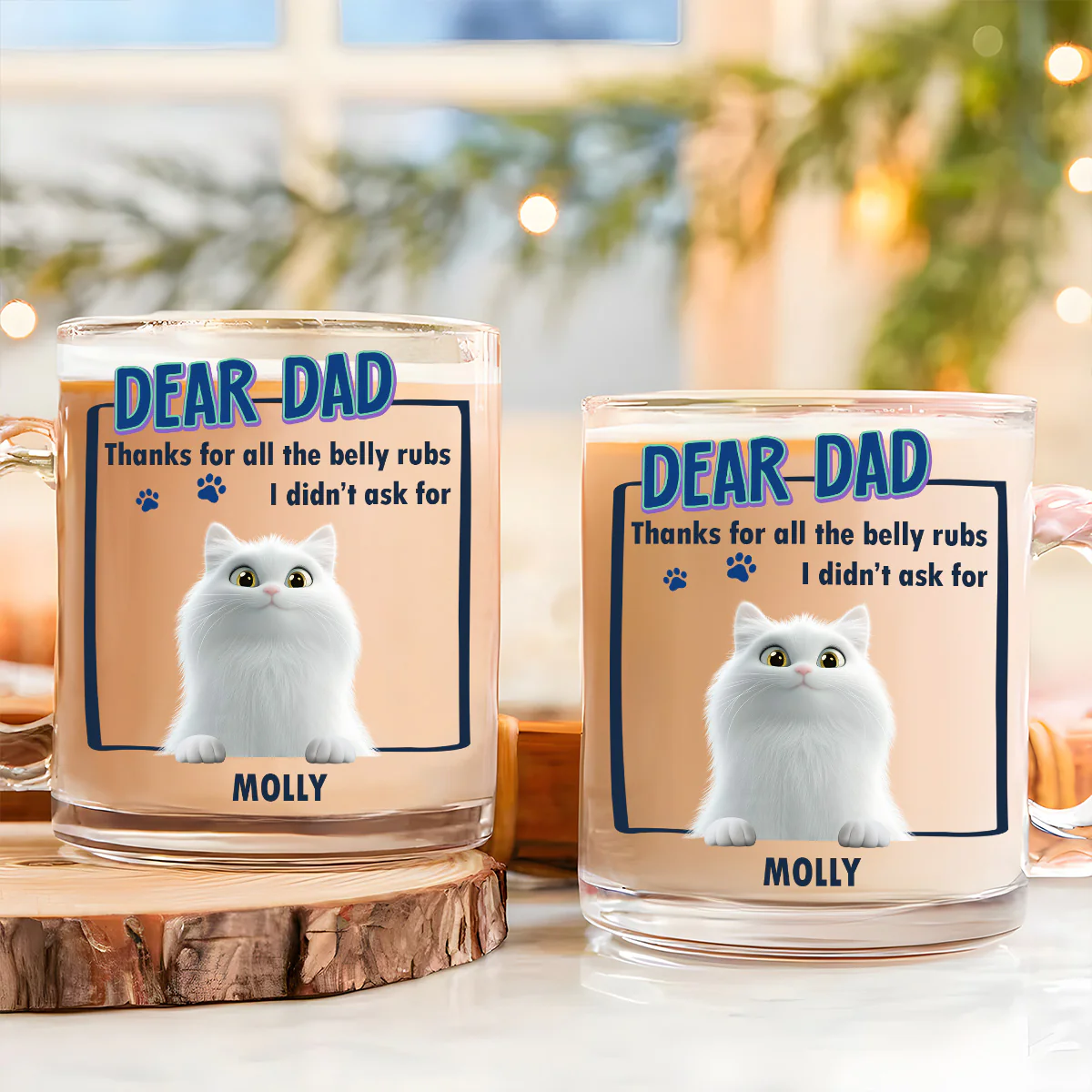 Thanks For All The Belly Rubs - Personalized Custom Glass Mug - Image 2