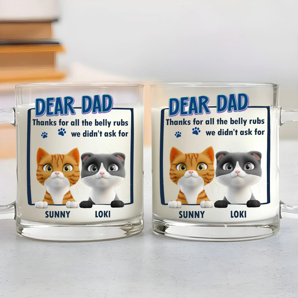 Thanks For All The Belly Rubs - Personalized Custom Glass Mug - Image 3