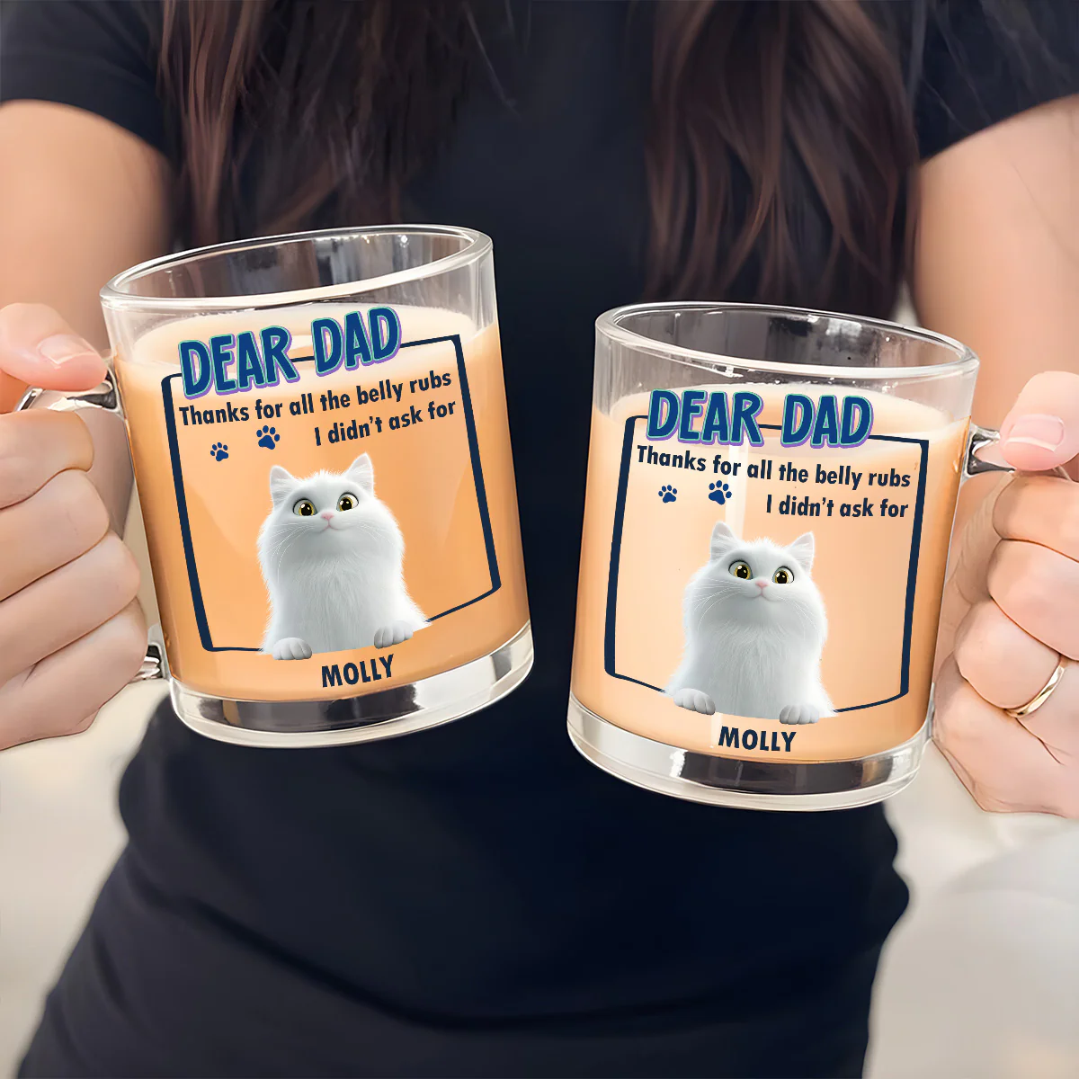 Thanks For All The Belly Rubs - Personalized Custom Glass Mug - Image 4