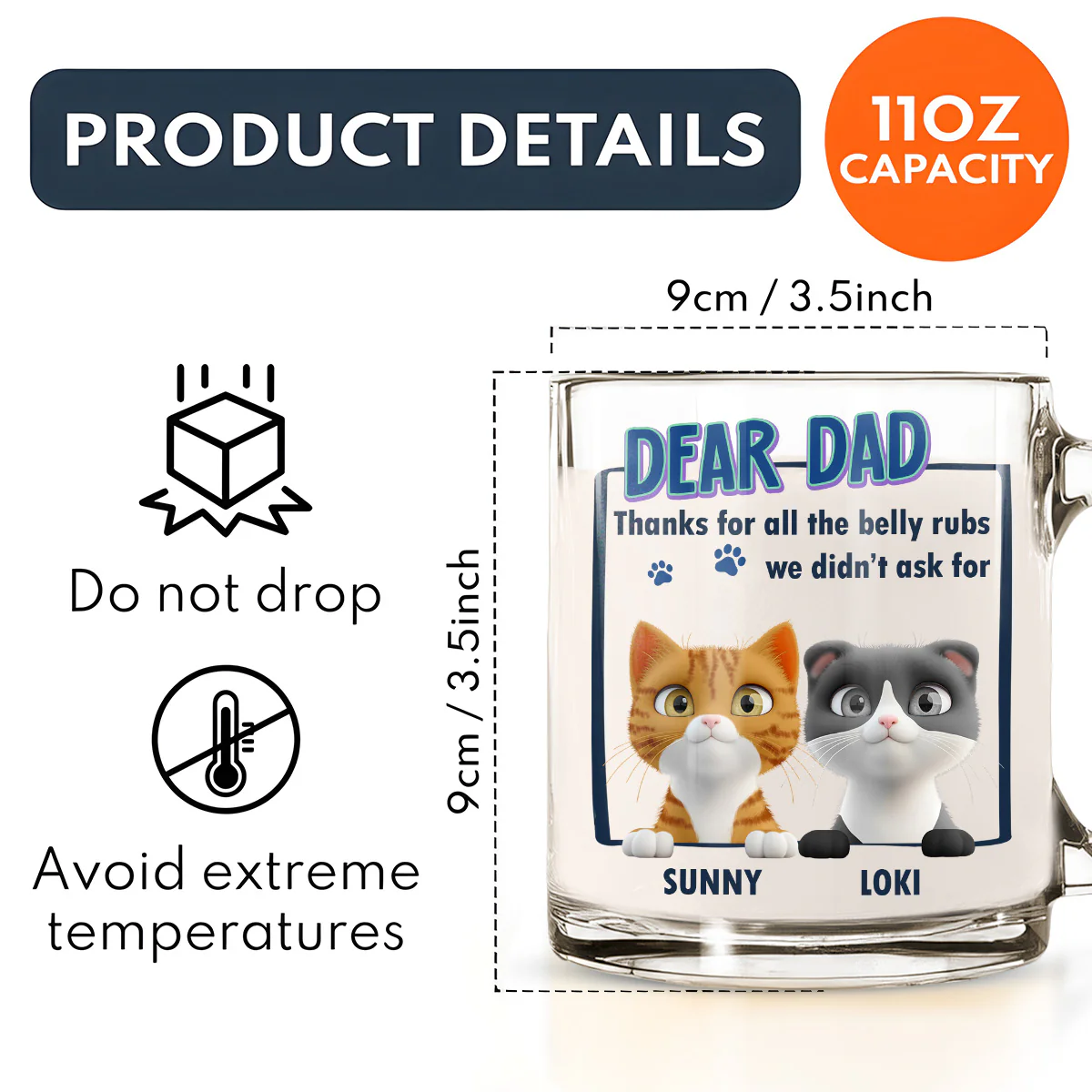 Thanks For All The Belly Rubs - Personalized Custom Glass Mug - Image 5