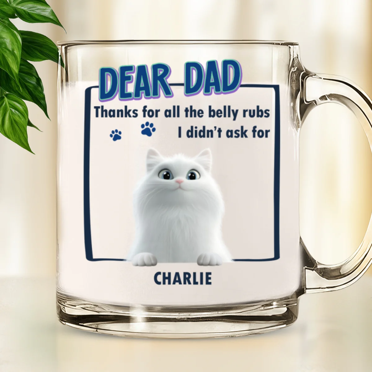 Thanks For All The Belly Rubs - Personalized Custom Glass Mug - Image 6