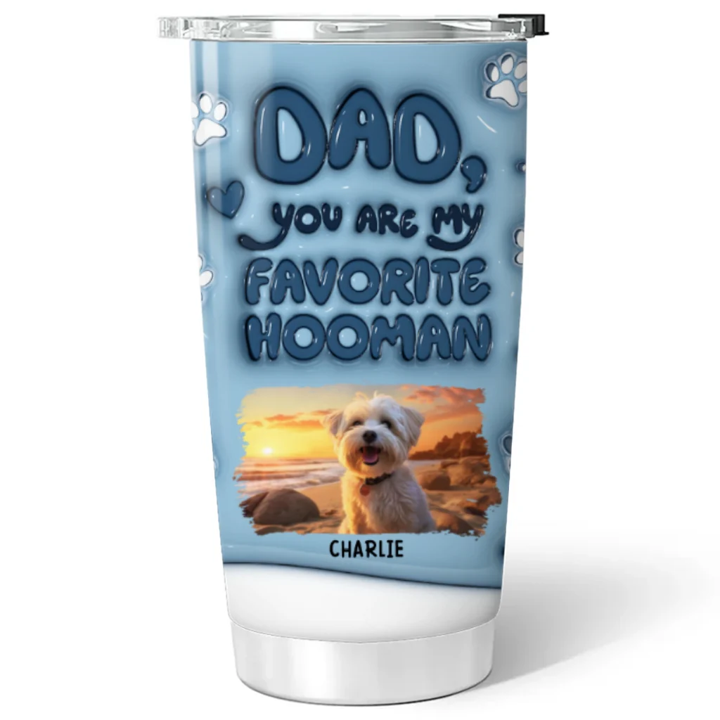 Thanks For Being Dog Favorite Human Ver Photo - Personalized Custom 3D Inflated Effect Tumbler - Image 5