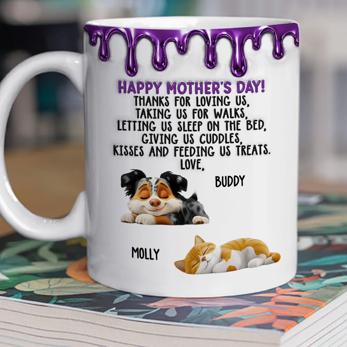 Thanks For Loving Fur Babies Mom - Personalized Custom 3D Effect Coffee Mug - Image 3