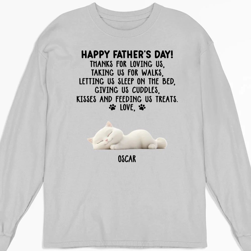 Thanks For Loving Me Cat Dad - Personalized Custom Long Sleeve T-shirt - Image 3