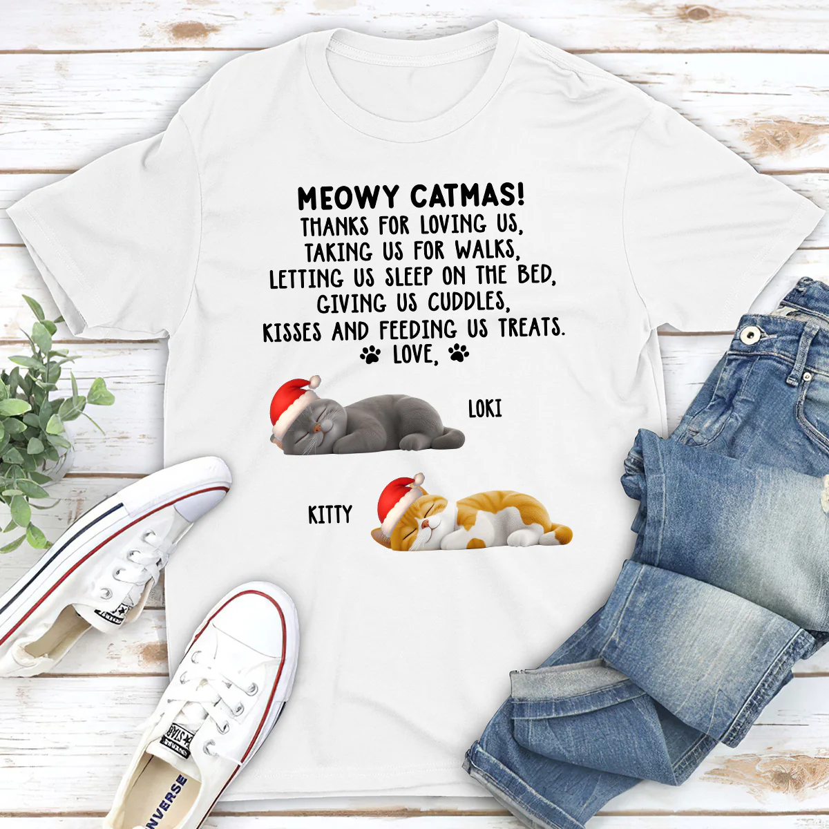 Thanks For Loving Me Cat - Personalized Custom Unisex T-shirt - Image 2