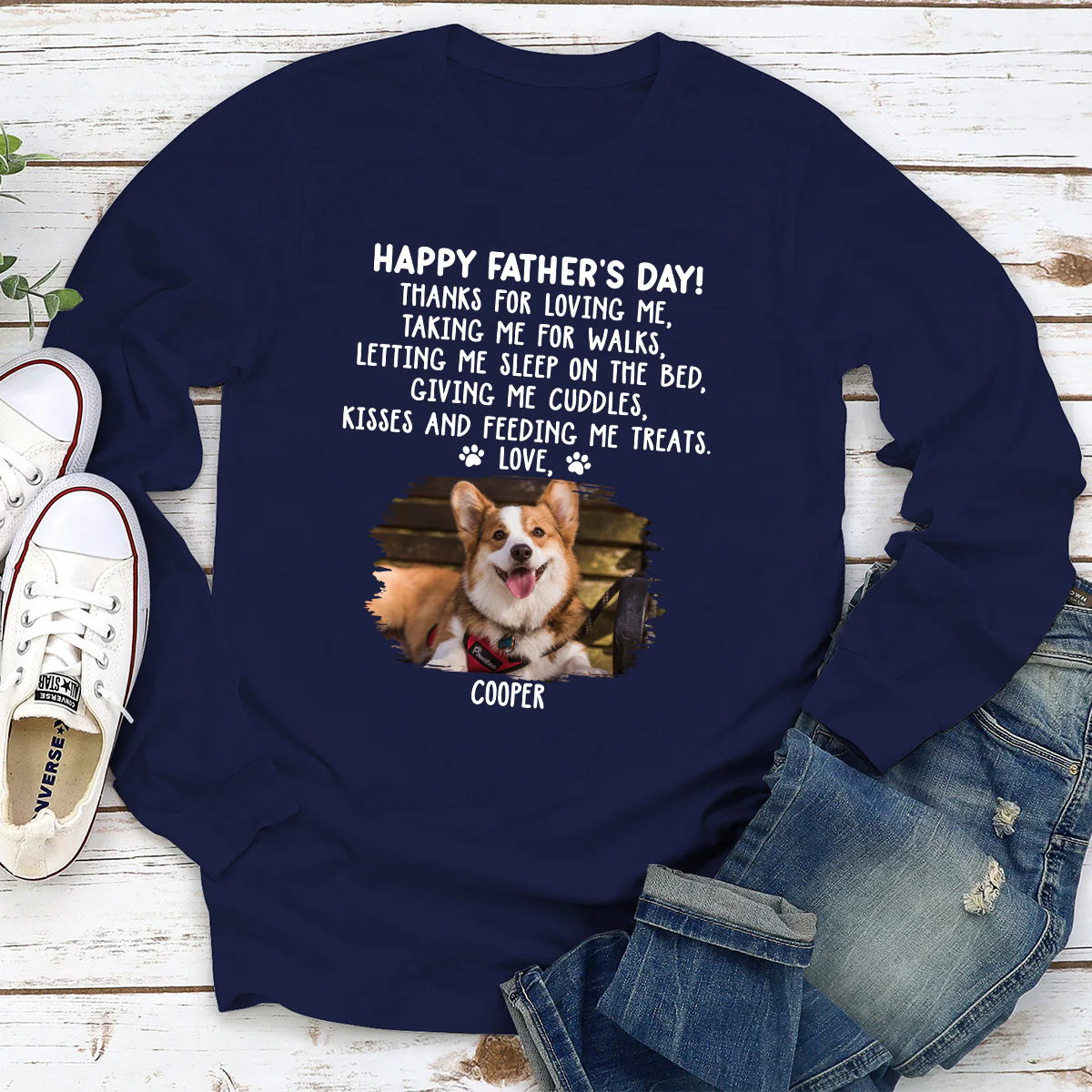 Thanks For Loving Me Dad 2 Photo - Personalized Custom Long Sleeve T-shirt - Image 2