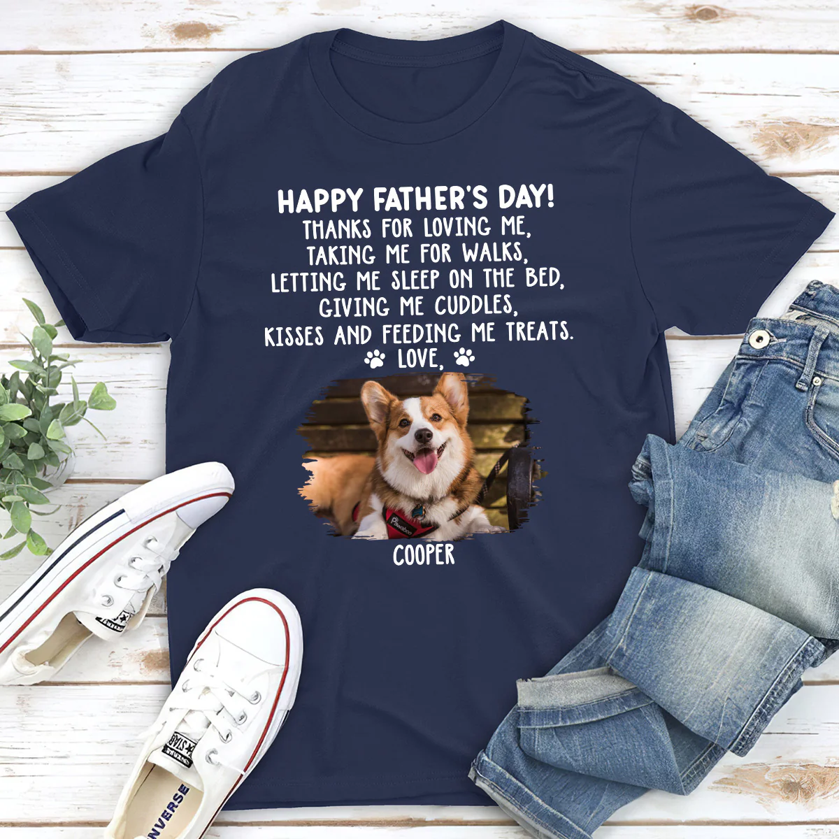 Thanks For Loving Me Dad 2 Photo - Personalized Custom Unisex T-shirt - Image 2