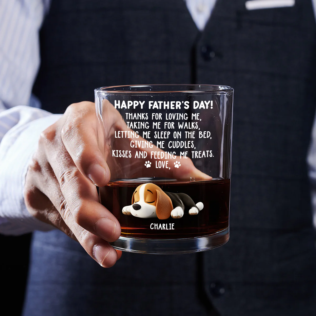 Thanks For Loving Me Dad - Personalized Custom Whiskey Glass - Image 5