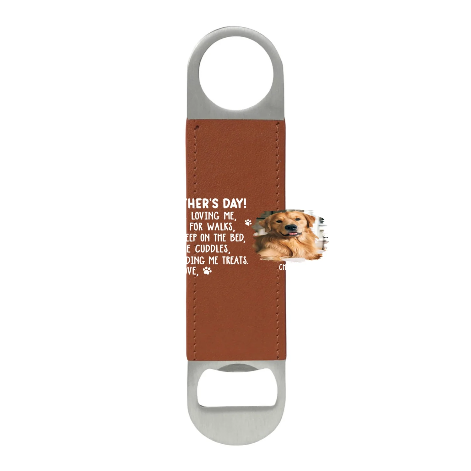 Thanks For Loving Me Dad Photo - Personalized Custom Leather Bottle Opener - Image 5