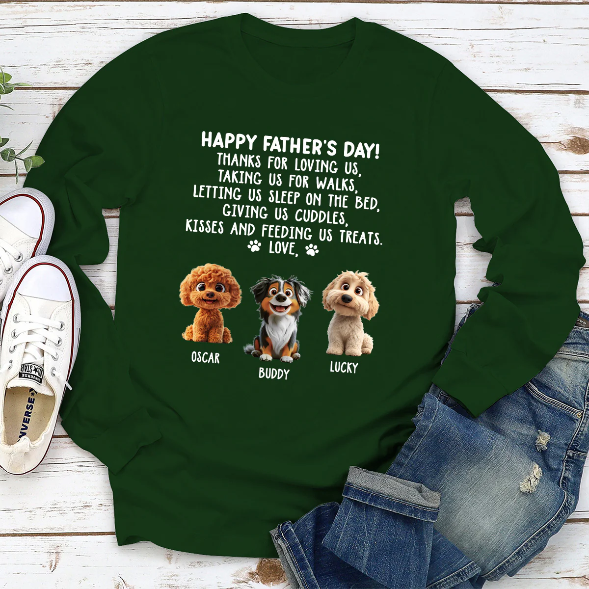 Thanks For Loving Me Dog Dad - Personalized Custom Long Sleeve T-Shirt - Image 3