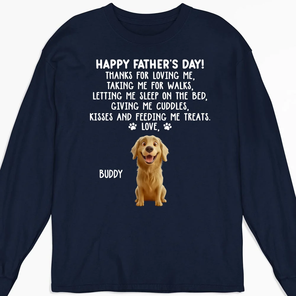 Thanks For Loving Me Dog Dad - Personalized Custom Long Sleeve T-Shirt - Image 5