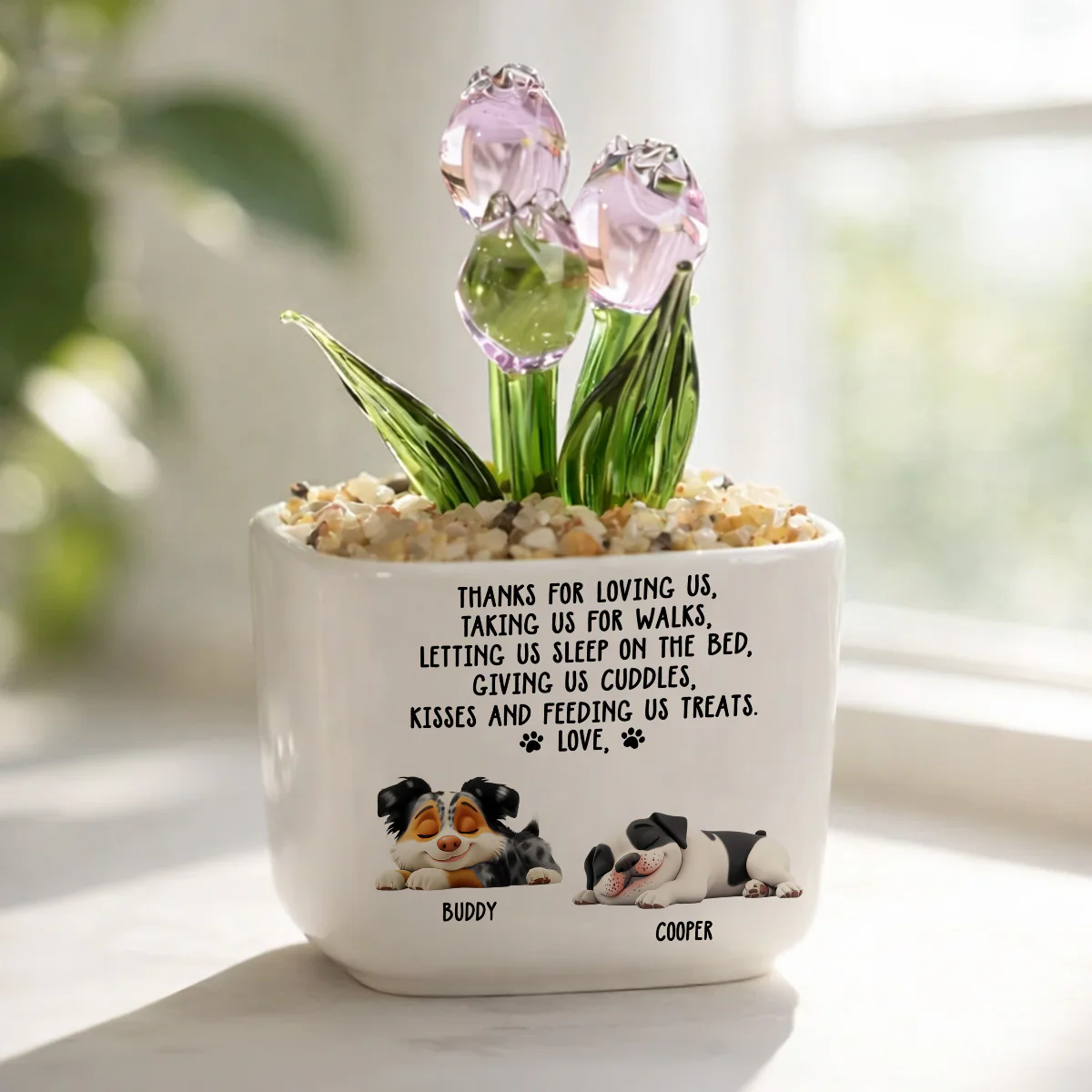 Thanks For Loving Me - Personalized Custom Glass Everlasting Tulips - Image 2