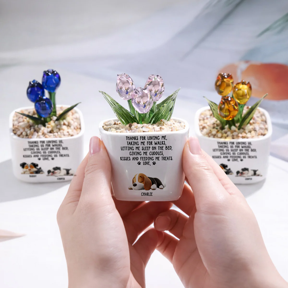 Thanks For Loving Me - Personalized Custom Glass Everlasting Tulips - Image 5