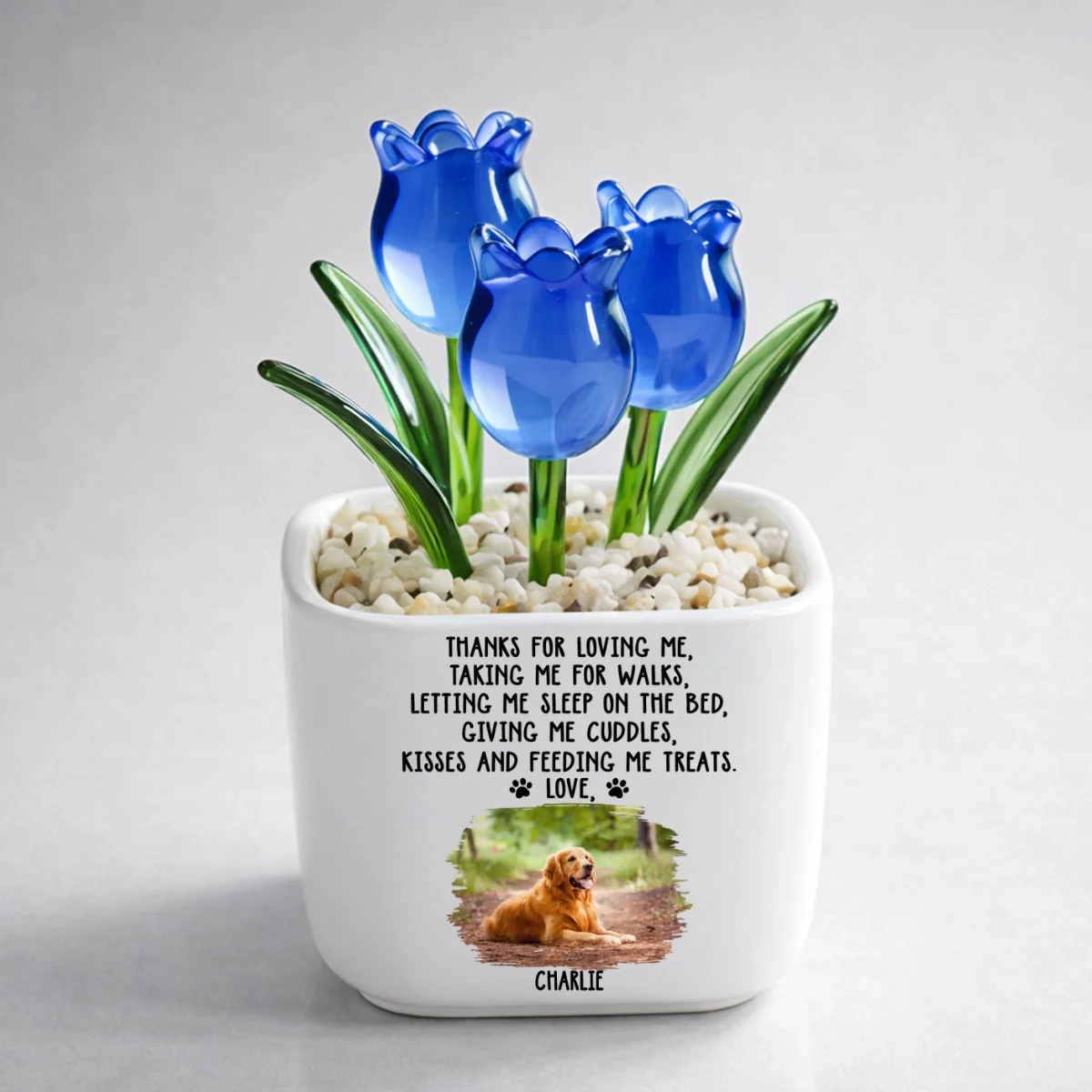 Thanks For Loving Me Photo - Personalized Custom Glass Everlasting Tulips - Image 4