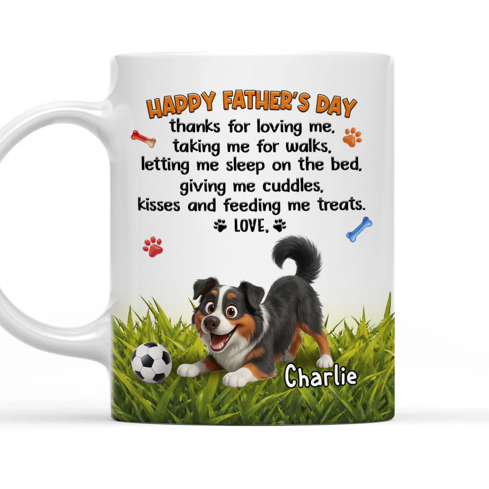 Thanks For Taking Me For Walks Dad - Personalized Custom 3D Inflated Effect Coffee Mug