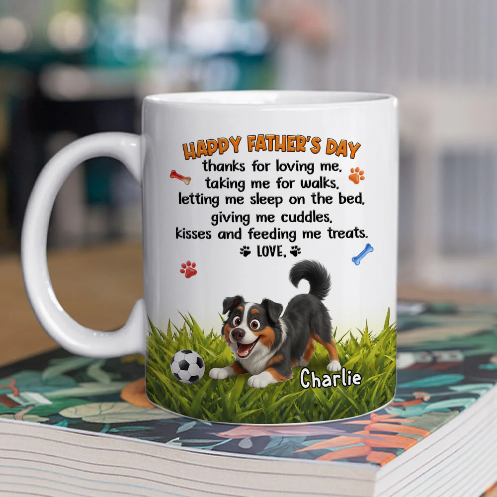 Thanks For Taking Me For Walks Dad - Personalized Custom 3D Inflated Effect Coffee Mug - Image 2