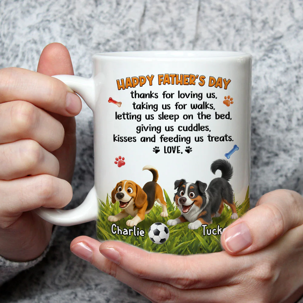 Thanks For Taking Me For Walks Dad - Personalized Custom 3D Inflated Effect Coffee Mug - Image 3