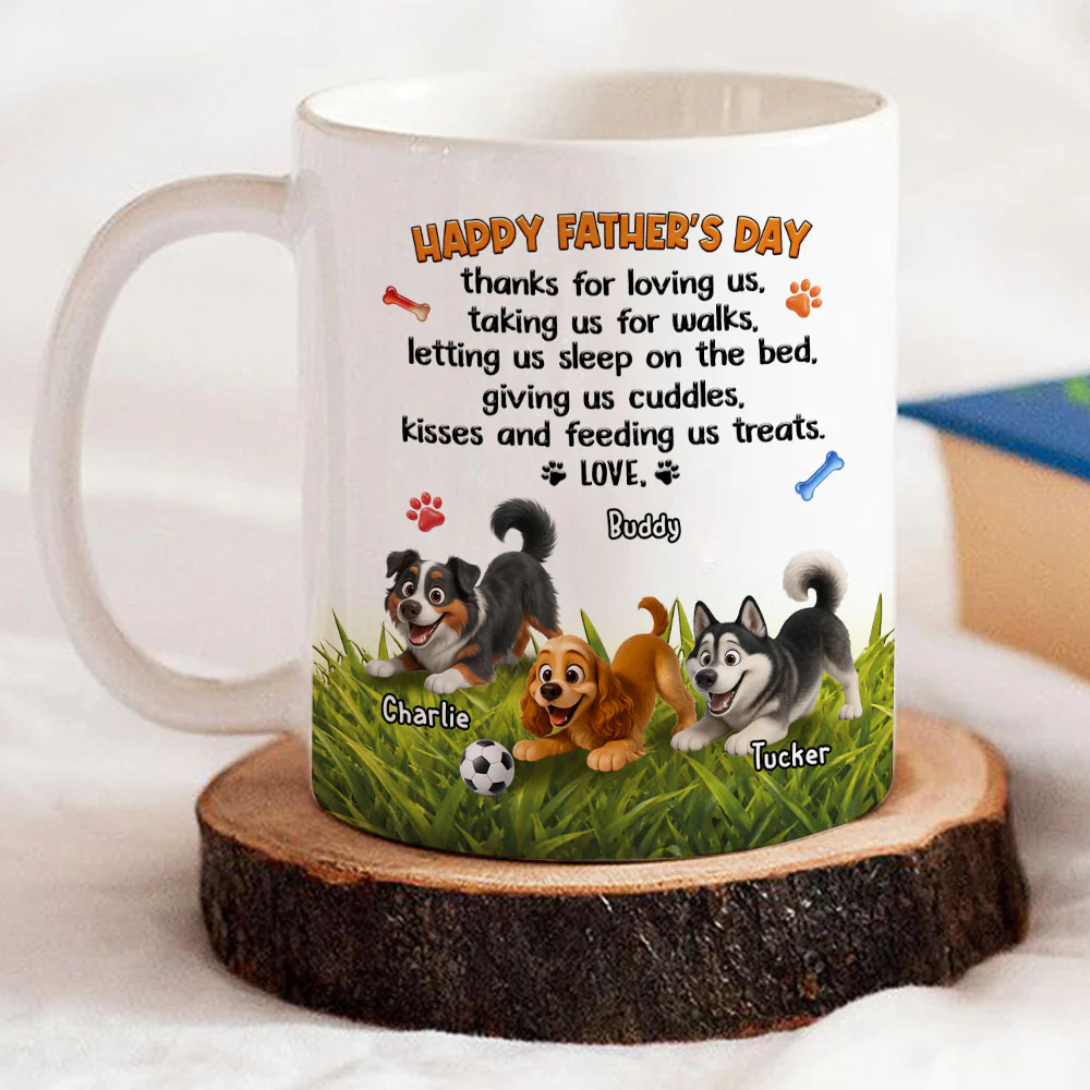 Thanks For Taking Me For Walks Dad - Personalized Custom 3D Inflated Effect Coffee Mug - Image 4
