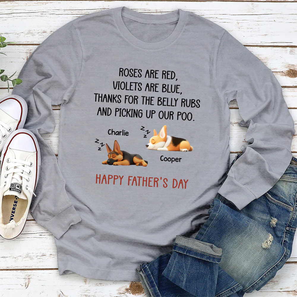 Thanks For The Belly Rubs - Personalized Custom Long Sleeve T-Shirt - Image 3