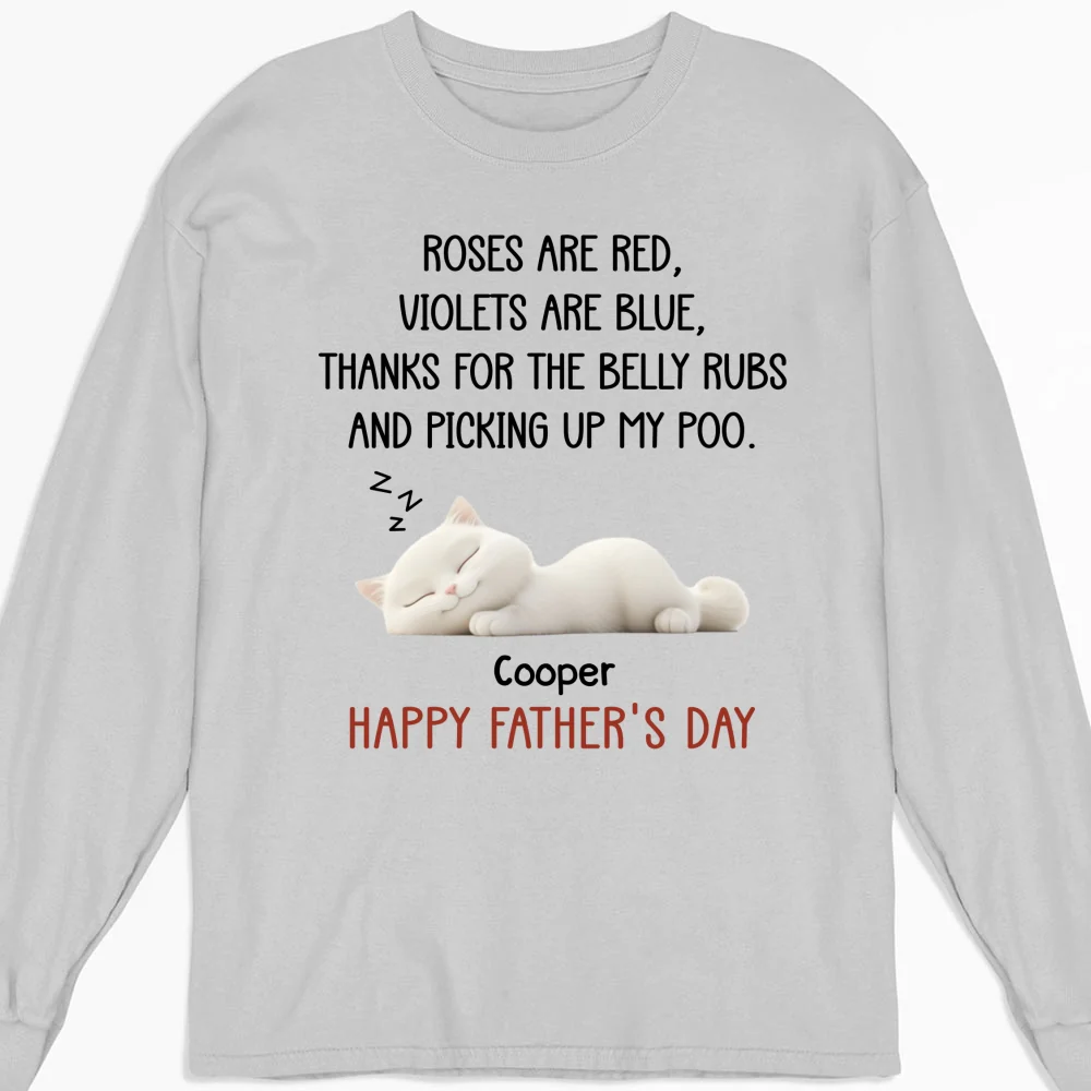 Thanks For The Belly Rubs Ver Cat - Personalized Custom Long Sleeve T-shirt - Image 3
