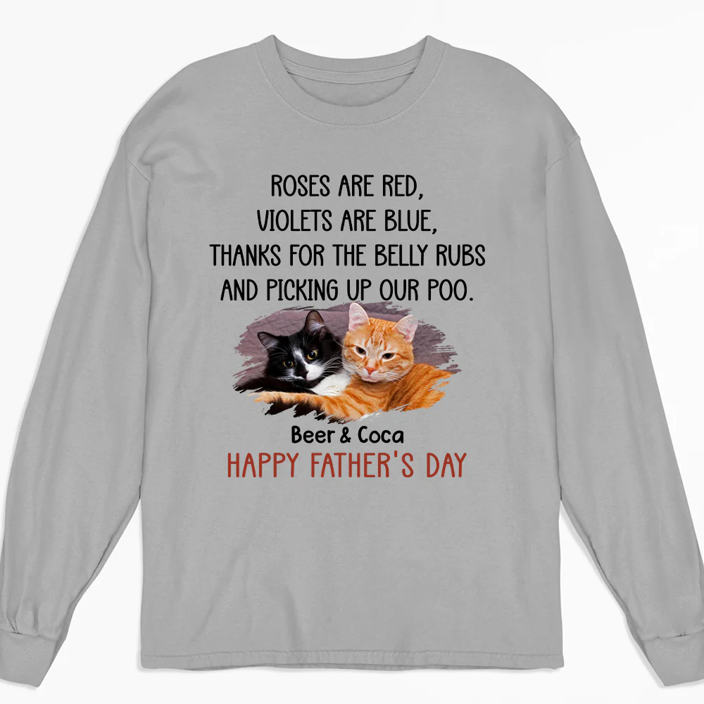 Thanks For The Belly Rubs Ver Cat Photo - Personalized Custom Long Sleeve T-shirt