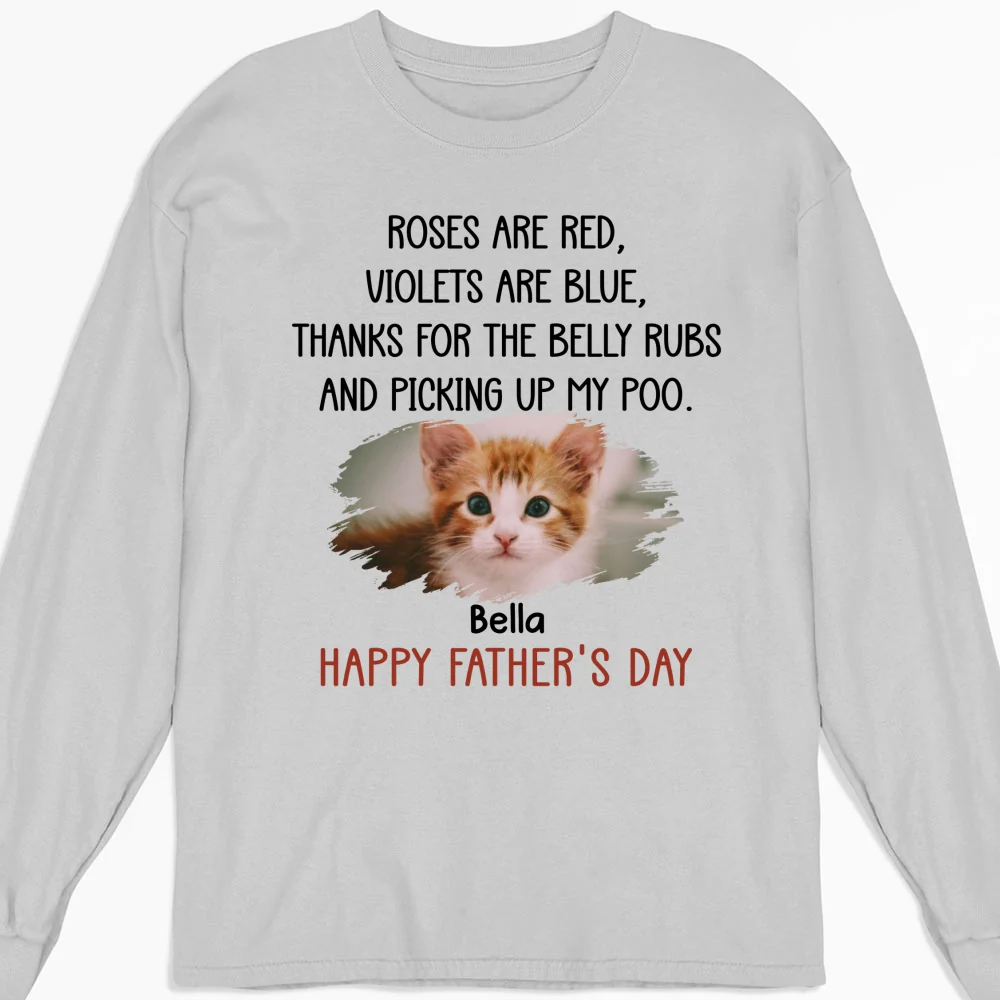 Thanks For The Belly Rubs Ver Cat Photo - Personalized Custom Long Sleeve T-shirt - Image 4