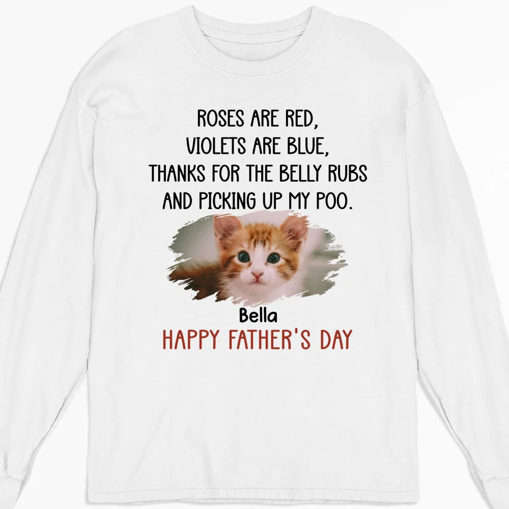 Thanks For The Belly Rubs Ver Cat Photo - Personalized Custom Long Sleeve T-shirt - Image 5