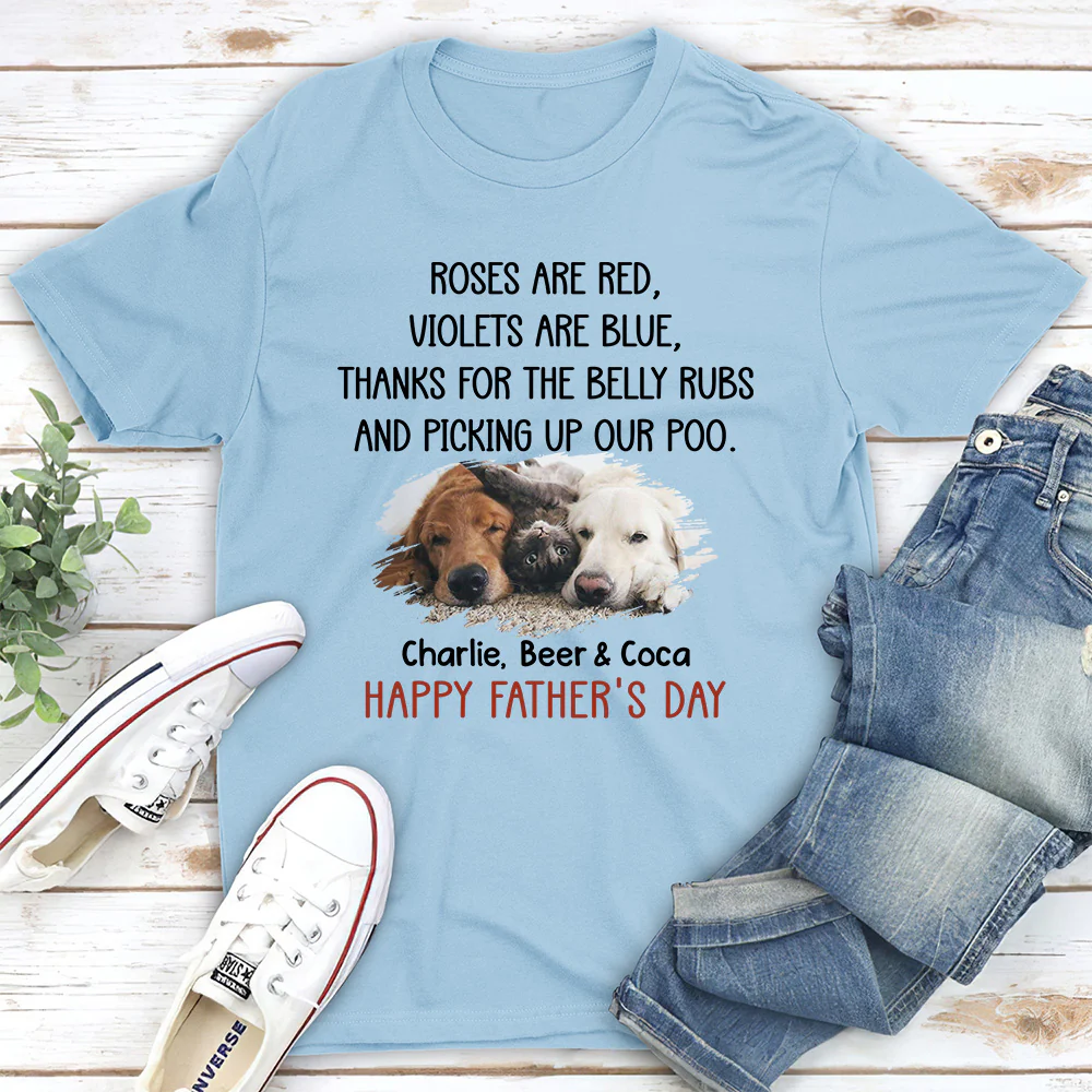 Thanks For The Belly Rubs Ver Pet Photo - Personalized Custom Unisex T-shirt - Image 2