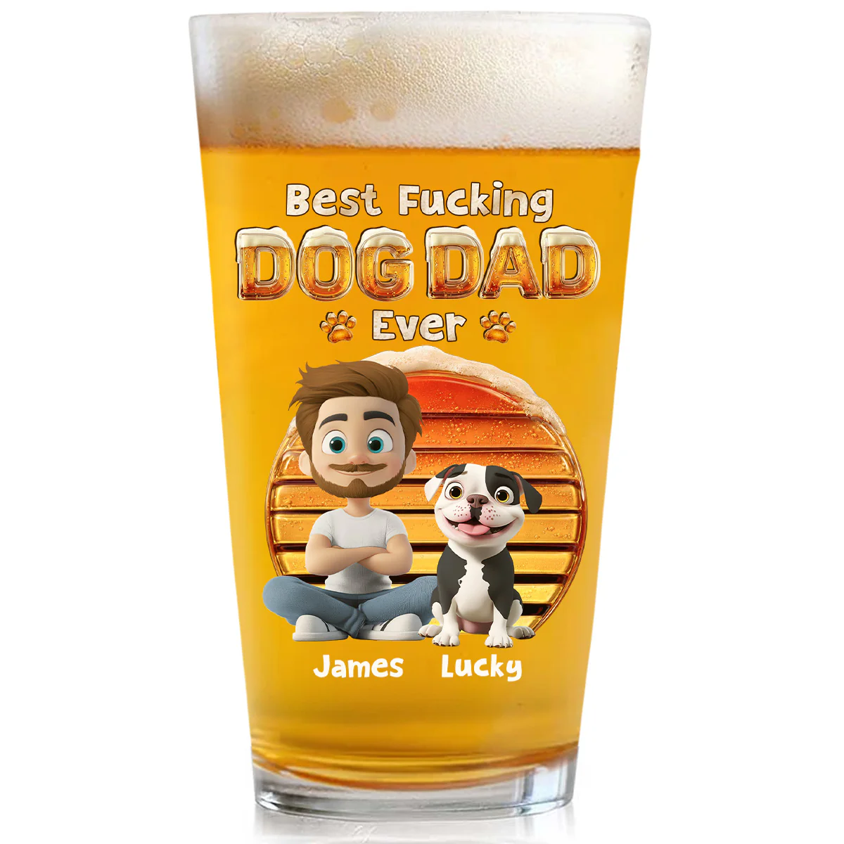 That Dog Dad - Personalized Custom 3D Effect Beer Glass