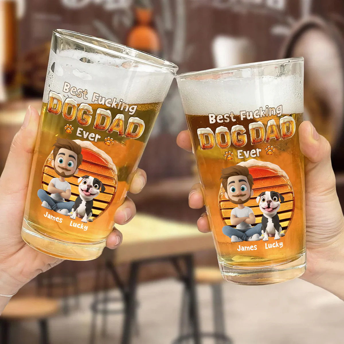 That Dog Dad - Personalized Custom 3D Effect Beer Glass - Image 4