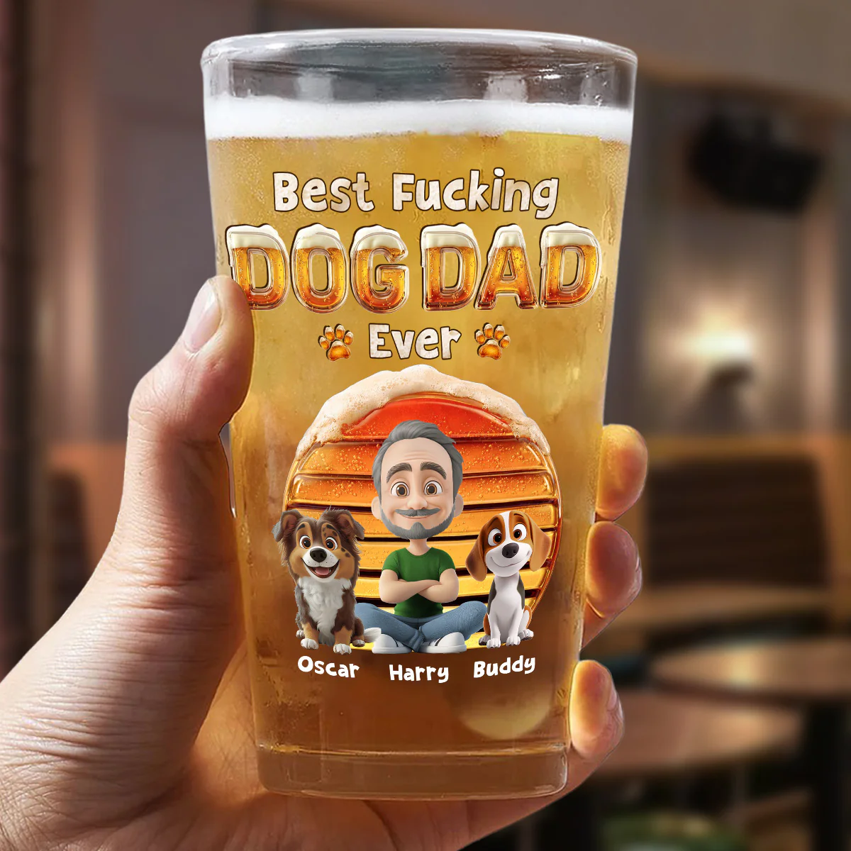 That Dog Dad - Personalized Custom 3D Effect Beer Glass - Image 5