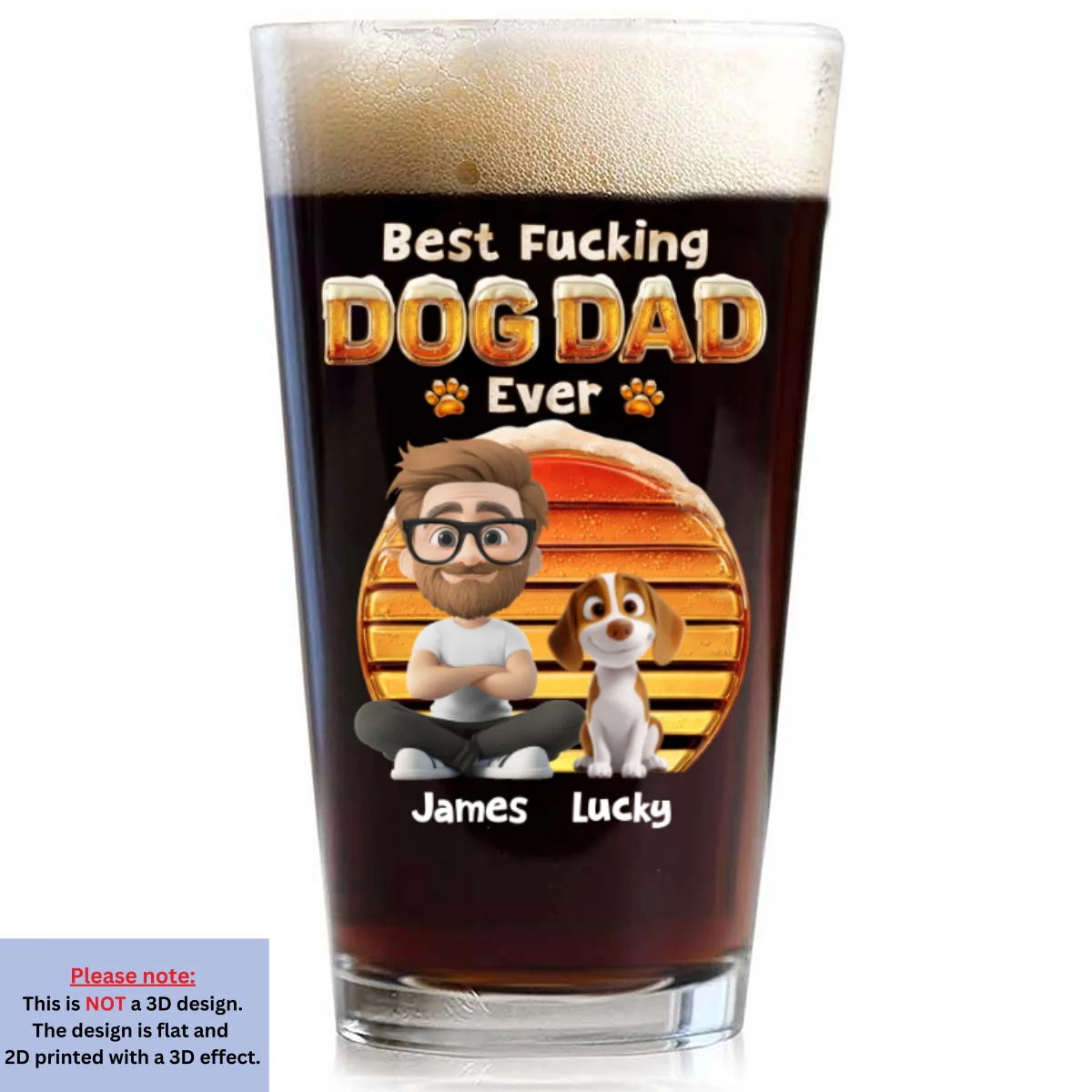 That Dog Dad - Personalized Custom 3D Effect Beer Glass - Image 7